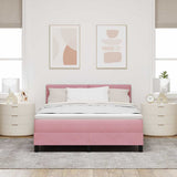 Letto a Sorgente LED con materasso Rosa 140 x 190 cm Velluto