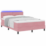 Letto a Sorgente LED con strisce LED Rosa 140 x 200 cm Velluto