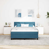 Letto a Sorgente LED Blu Scuro 160 x 200 cm Velluto