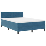 Letto a Sorgente LED Blu Scuro 160 x 200 cm Velluto