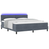 Letto a Sorgente LED con led Grigio scuro 180 x 200 cm Velluto
