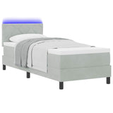 Letto a Sorgente LED Grigio chiaro 80 x 200 cm Velluto