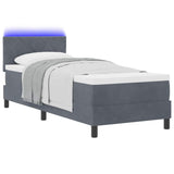 Letto a Sorgente LED Grigio scuro 80 x 200 cm Velluto