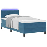 Letto a Sorgente LED con led Blu Scuro 90 x 190 cm Velluto