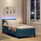 Letto a Sorgente LED con testiera Blu Scuro 90 x 200 cm Velluto