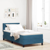 Letto a Sorgente LED con testiera Blu Scuro 90 x 200 cm Velluto