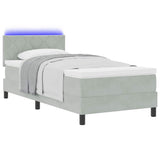 Letto a Sorgente LED Grigio chiaro 100 x 200 cm Velluto