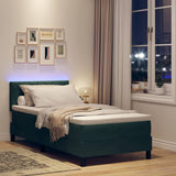 Letto a Sorgente LED con led Verde Scuro 100 x 200 cm Velluto