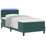 Letto a Sorgente LED con led Verde Scuro 100 x 200 cm Velluto