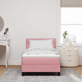 Letto a Sorgente LED con materasso Rosa 100 x 200 cm Velluto