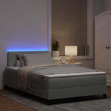 Letto a Sorgente LED con led Grigio chiaro 120 x 190 cm Velluto