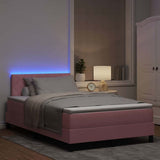 Letto a Sorgente LED con materasso Rosa 120 x 190 cm Velluto