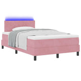 Letto a Sorgente LED con materasso Rosa 120 x 190 cm Velluto