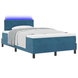 Letto a Sorgente LED con led Blu Scuro 120 x 200 cm Velluto