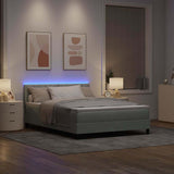 Letto a Sorgente LED Grigio chiaro 140 x 190 cm Velluto