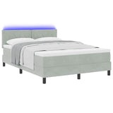 Letto a Sorgente LED Grigio chiaro 140 x 190 cm Velluto