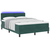 Letto a Sorgente LED Verde Scuro 140 x 190 cm Velluto
