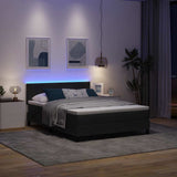 Letto a Sorgente LED con materasso Nero 140 x 200 cm Velluto