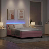 Letto a Sorgente LED con strisce LED Rosa 160 x 200 cm Velluto