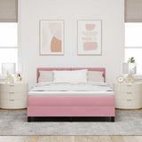 Letto a Sorgente LED con strisce LED Rosa 160 x 200 cm Velluto