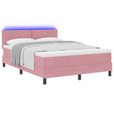 Letto a Sorgente LED con strisce LED Rosa 160 x 200 cm Velluto