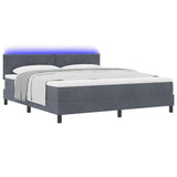 Letto a Sorgente LED con led Grigio scuro 180 x 200 cm Velluto