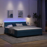 Letto a Sorgente LED Blu Scuro 180 x 200 cm Velluto