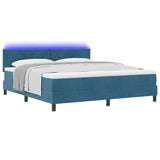Letto a Sorgente LED Blu Scuro 180 x 200 cm Velluto