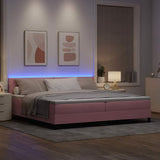 Letto a Sorgente LED con materasso Rosa 200 x 200 cm Velluto
