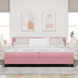 Letto a Sorgente LED con materasso Rosa 200 x 200 cm Velluto