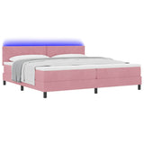 Letto a Sorgente LED con materasso Rosa 200 x 200 cm Velluto