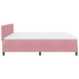 Letto a Sorgente LED con materasso Rosa 200 x 200 cm Velluto