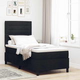 Letto a molle con materasso con led Nero 90 x 200 cm Tessuto