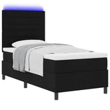 Letto a molle con materasso con led Nero 90 x 200 cm Tessuto