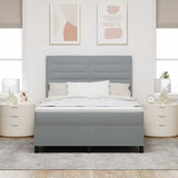 Letto a molle con materasso Grigio chiaro 140 x 190 cm Tessuto