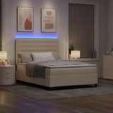 Letto a molle con materasso con led Crema 140 x 190 cm Tessuto