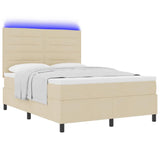Letto a molle con materasso con led Crema 140 x 190 cm Tessuto