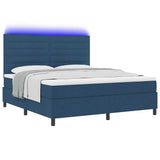 Letto a molle con materasso con led Blu 180 x 200 cm Tessuto