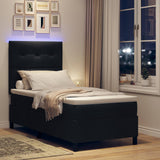 Letto a molle con strisce LED Nero 90 x 190 cm Tessuto