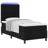 Letto a molle con strisce LED Nero 90 x 190 cm Tessuto