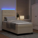Letto a molle con materasso con led Crema 100 x 200 cm Tessuto