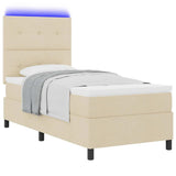 Letto a molle con materasso con led Crema 100 x 200 cm Tessuto