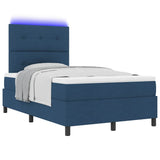 Letto a molle con strisce LED Blu 120 x 190 cm Tessuto