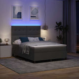 Letto a molle con strisce LED Grigio scuro 140 x 200 cm Tessuto