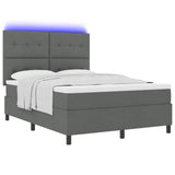 Letto a molle con strisce LED Grigio scuro 140 x 200 cm Tessuto