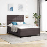 Letto a molle con materasso Marrone scuro 140 x 200 cm Tessuto