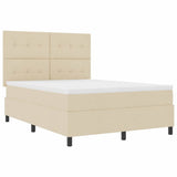 Letto a molle con strisce LED Crema 140 x 200 cm Tessuto