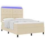 Letto a molle con strisce LED Crema 140 x 200 cm Tessuto