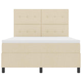 Letto a molle con strisce LED Crema 160 x 200 cm Tessuto
