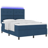 Letto a molle con strisce LED Blu 160 x 200 cm Tessuto